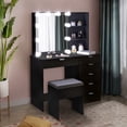 thumbnail image 5 of Ktaxon Vanity Set with 3 Color Lighted Mirror, Makeup Table with 6 Drawers, Dressing Table Makeup Desk with Stool,Black, 5 of 10