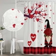 thumbnail image 4 of Red Gnomes Valentines Day Shower Curtain Set - Standard 72" x 72" Washable Bathtub Curtain with 12 Hooks, Love Heart Tree Roses Plaid Waterproof Fabric Shower Curtains for Bathroom/Bathtub Décor, 4 of 6