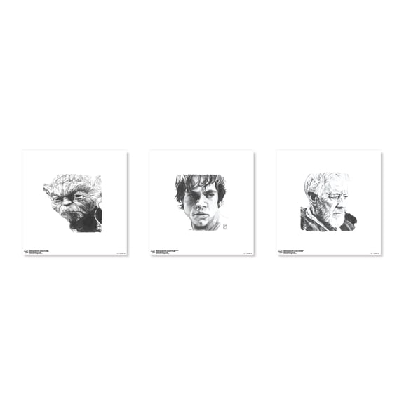 Gallery Pops Star Wars: Saga - Jedi Master Sketch Wall Art Bundle (3-Pack)