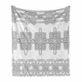 thumbnail image 1 of Irish Soft Flannel Fleece Blanket, Indigenous Motifs in Stencil Art Style Celtic Culture Outline Tribal Victorian, Cozy Plush for Indoor and Outdoor Use, 60" x 80", Black and White, by Ambesonne, 1 of 6