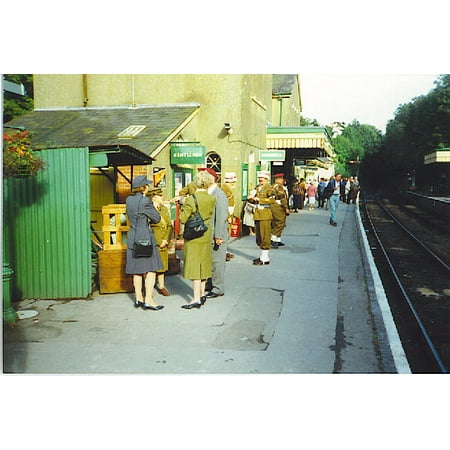 LAMINATED POSTER D-Day 50 at New Alresford Station. Uniforms of WW2 include WRAF, Redcaps and US Army. Poster Print 24 x