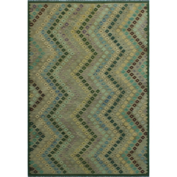 Sangat David Grey/Green Rug, 6'8" x 9'9"