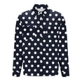thumbnail image 4 of Sexlip Womens Polka Dot Print Blouse Tie Front Design Lightweight Fabric Relaxed Silhouette for Brunch Outings Blue XL, 4 of 5