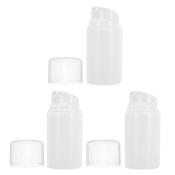 WRISTBIQUE Refillable Travel Bottles Vacuum Pump Bottles White 3Pcs Portable Makeup Container