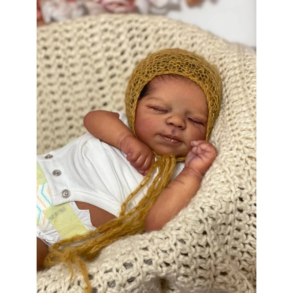 Reborn Baby Dolls 19inch Pascale Full Body Dark Skin Baby Reborn Doll with 3D Skin Multiple Layers Painting with Visible Veins Soft Touch Doll