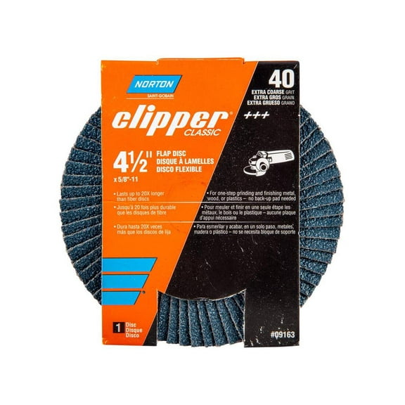 Norton 2027356 4.5 x 0.62 in. Zirconia Alumina & X-Wt Cotton 40 Grit Flap Disc