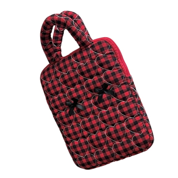 Computer Case Cloth Laptop Bag with Bows Design For Pad Tablets Travel Storage Case Checkered Shoulder Bag