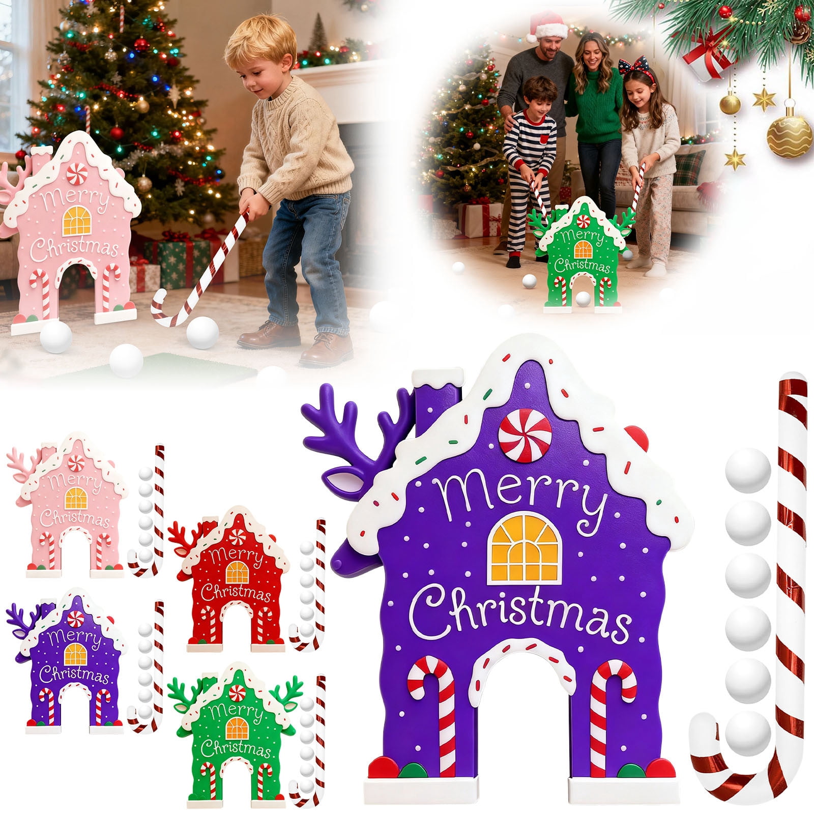Santa Claus Christmas Mini Golf Game Set | Gingerbread House Golf With ...
