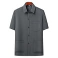 thumbnail image 2 of Mens Shirts Under $10 Men's Vintage Button Down Shirt Short Sleeve T-Shirts Stylish with Multi Pockets Business Casual Dress Work Shirts Dark Gray L, 2 of 7