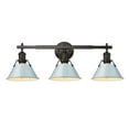 thumbnail image 3 of Yep by Golden Lighting Orwell 3-light Vanity in Matte Black and Pine Green shade, 3 of 6