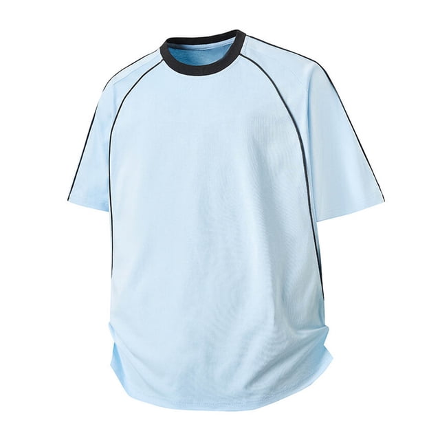 pstuiky camisetas de hombre, Blusa deportiva informal de color liso para hombre, holgada, de manga corta y cuello redondo camisas casuales para hombre l