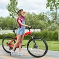 thumbnail image 6 of 26in Foldable Land Rover Mountain Bike 21-Speed High Carbon Steel Frame 100kg Capacity Double Disc Brakes & Thickened Shock-Absorbing Front Fork Red Black, 6 of 9
