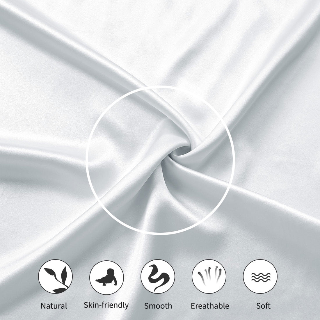 Silk Pillowcase Both Side Silk For Hair And Skin Silver Grey Queen