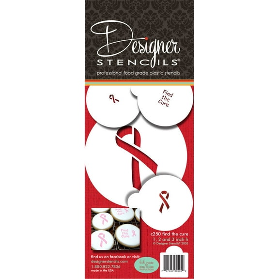 Designer Stencils C250 Find the Cure Cake Stencils, Beige/semi-transparent