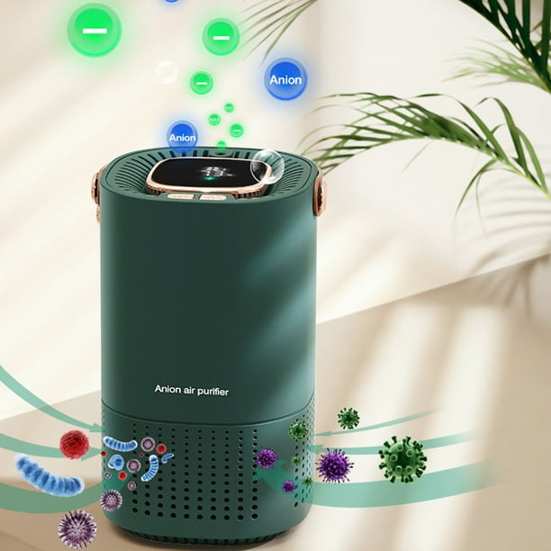 Purificador de aire para el hogar y el dormitorio, con filtro ambientador, ideal para habitaciones pequeñas, con botón táctil para coche, elimina alergias y caspa de mascotas, ideal para oficina y dor