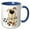 Blue/White, variant on 3drose, Cool Funny Cute Happy Hound Dog Playing Soccer Cartoon, 11oz Two-tone Red Mug