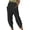 Black, variant on Plus Size Pants for Women Solid Color Cotton Linen Pants with Pockets Loose Tulip Hem Casual Trousers