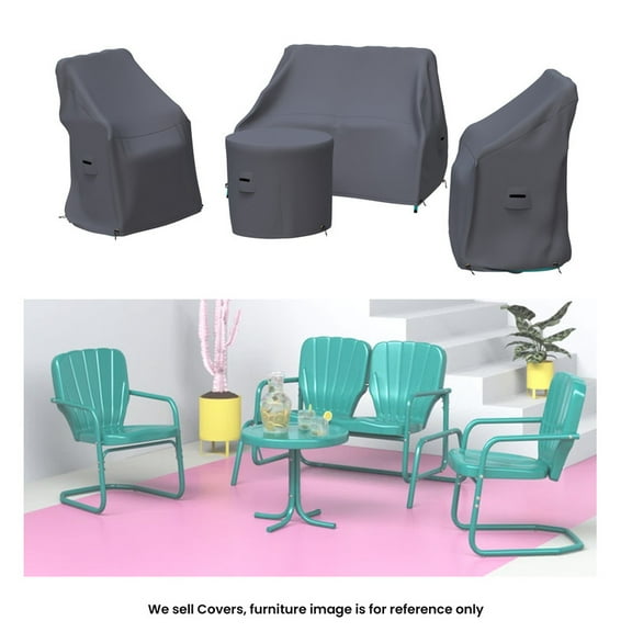 Covers & all Outdoor Conversation Set Covers for Burley 4-Piece Patio Seating Group, Water-Repellent UV-Resistant Polyester