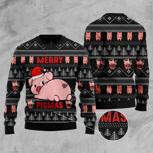 Merry Pigmas 3D Christmas Sweater, Funny Xmas Sweater, Sweater Xmas