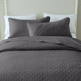 thumbnail image 6 of Queen Size Quilt Set, Greagle 3-Piece Ultrasonic Reversible Soft Warm Velvet Lightweight Bedspread Bedding Set with 2-Piece Pillow Shams, Gray, 90 x 90 in, 6 of 6