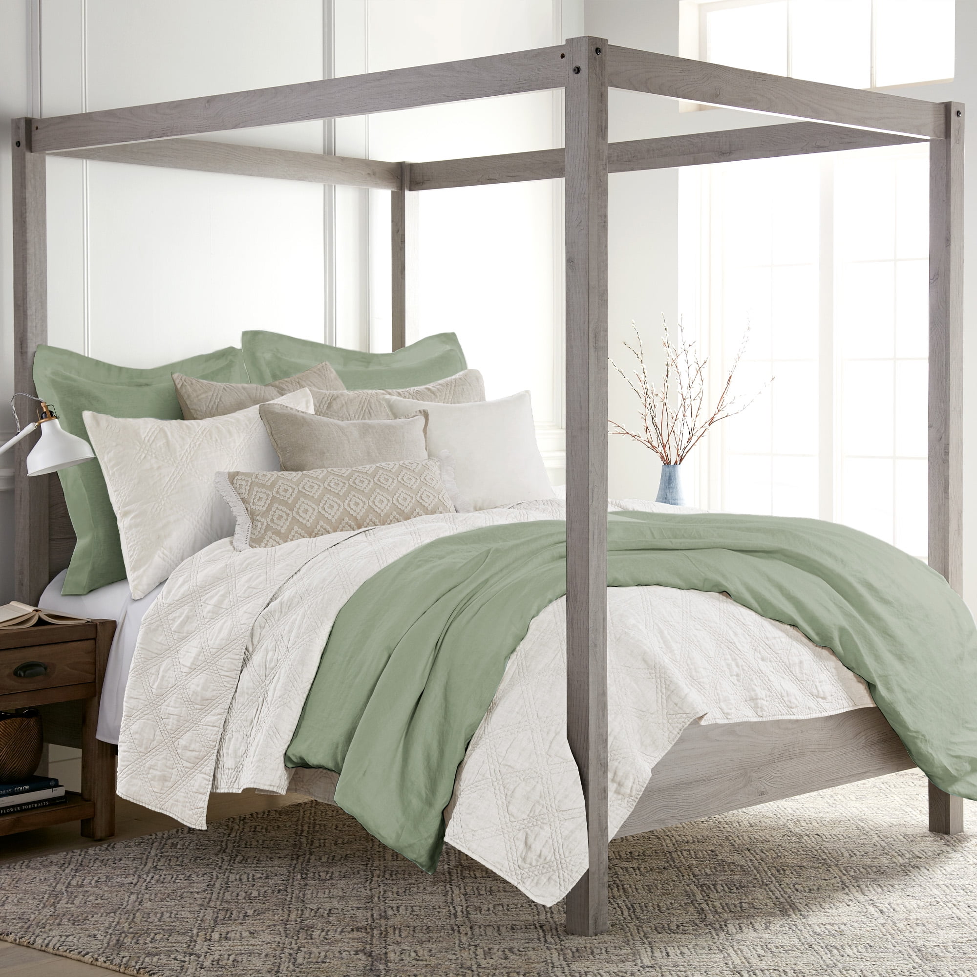 Levtex Home - 100% Linen - Queen Duvet Cover - Washed Linen - Sage Green - Duvet Cover Size (90x94in.)