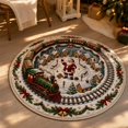 thumbnail image 4 of Christmas Rugs,3D Rugs Optical Illusion, Holiday Floor Mat,Festive Optical-Illusion Rug, Snowy Village And Circular Train Track, Nonslip Mat For Holiday Home Decor, 4 of 6