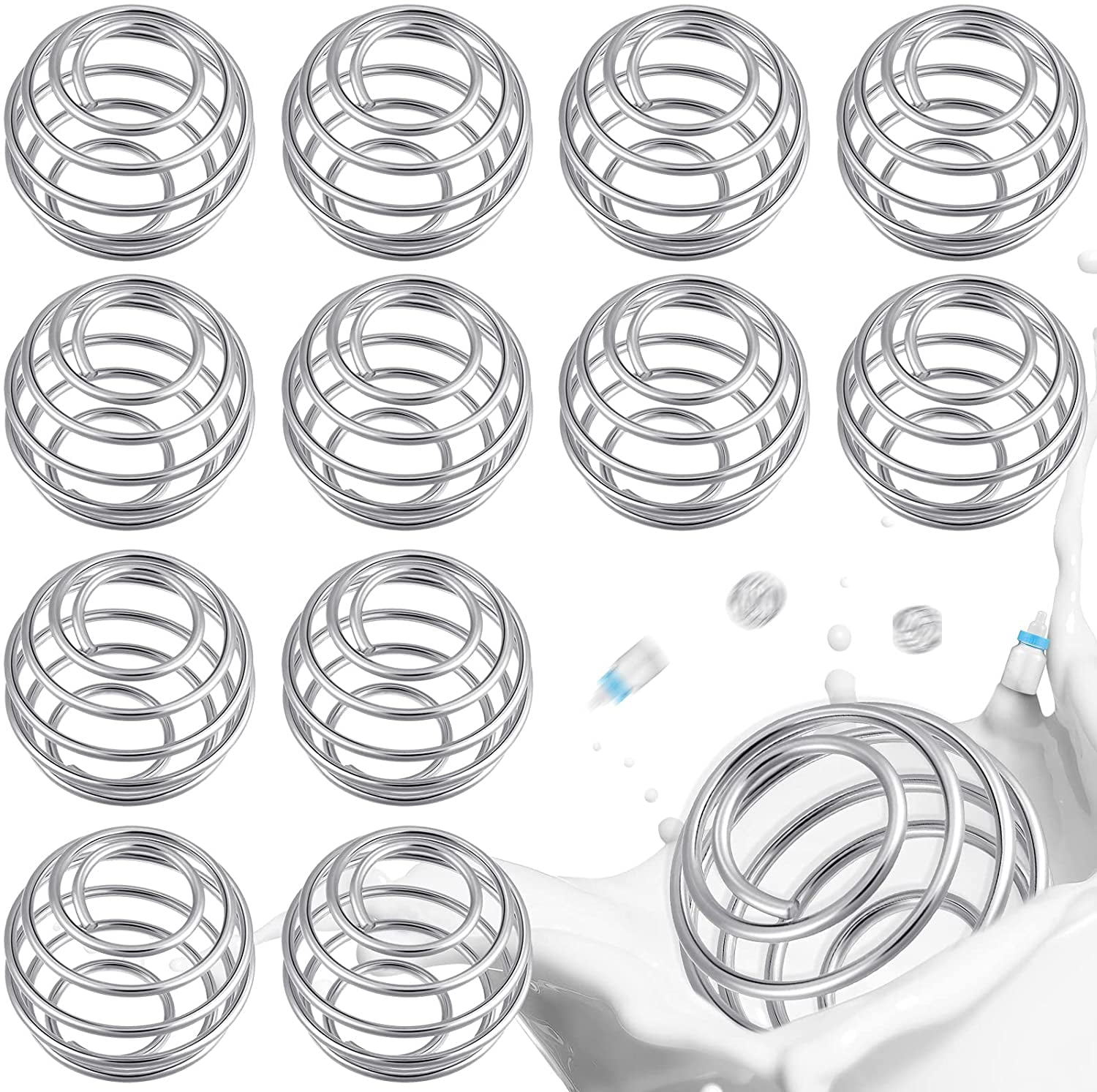 12 Pieces Blender Mixing Ball Wire Whisk Stainless Steel Shaker Ball 