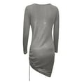 thumbnail image 2 of Vestido de jersey de manga larga con cuello en V para mujer - Corte ajustado, material de poliéster, informal/para el día a día, lavable a mano/a máquina (S-XXL), 2 of 4