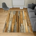 thumbnail image 2 of Wooden Print Turkish Area Rug, Brown Old Hardwood Floor Plank Grunge Lodge Garage Natural Rural Graphic, Soft Carpet for Living Room Decor with Distressed Look, 6.6' X 9.6', Dark Khaki, by Ambesonne, 2 of 4