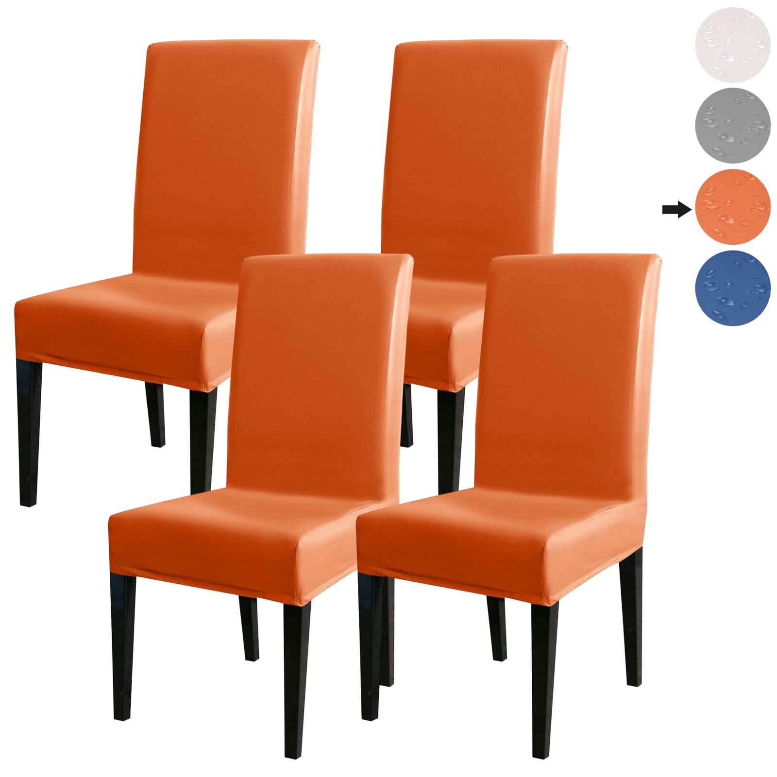 KBOOK PU Leather Dining Chair Covers Waterproof Solid Chair Slipcovers