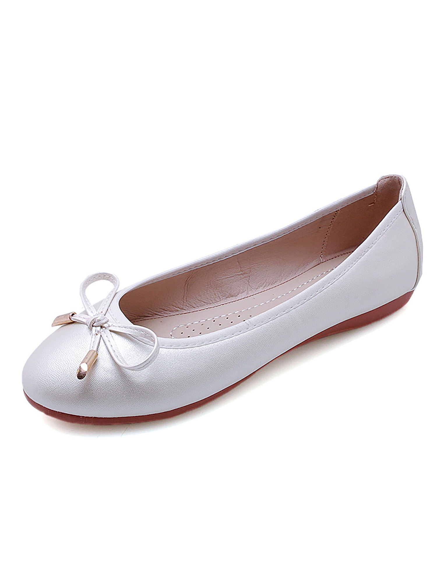 Women Bowknot Faux Leather Ballet Dress Flat Shoes Loafers Party Working Pumps 