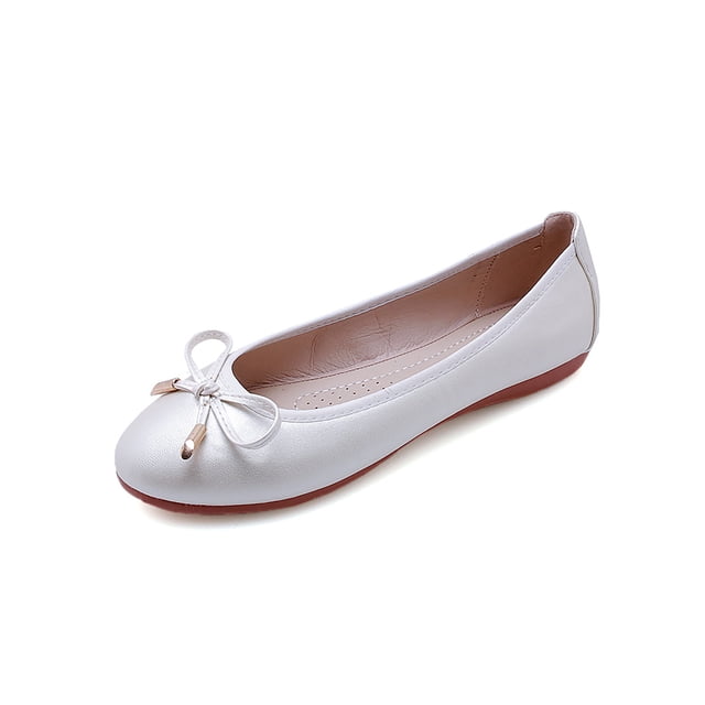 Daeful Ladies Pumps Slip-Ons Flats Work Comfort Non-slip Casual Shoe White 5