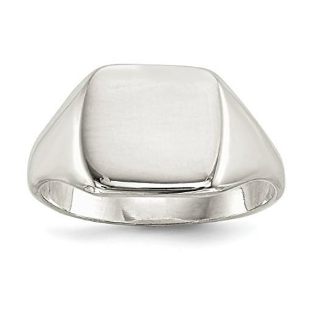 925 Sterling Silver 12.5x14 MM Solid Back Signet Ring, Size 11 MSRP $88