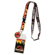 Seven Times Six Jurassic Park Logo Sticker and Rubber Charm 15" Long Lanyard with ID Holder