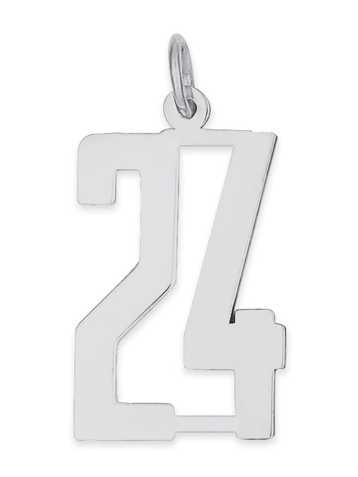 Beautiful Sterling silver 925 sterling Sterling Silver Rhodium-plated Small Satin Number 7 Charm