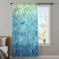 thumbnail image 4 of Turquoise Blue Teal Sheer Curtains 96 Inches Long, Chic Stained Glass Texture Aesthetic Light Filering Curtains, Privacy Drapes Simi Floor to Veiling Curtain for Living Room Bedroom Window Treatment, 4 of 9