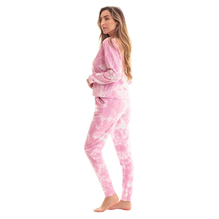 followme Tie Dye Jogger Set for Women French Terry Womens Two Piece  Sweatsuit (Tie Dye Pink, X-Large) 