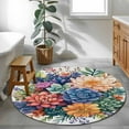 thumbnail image 4 of Colorful Summer Succulents Round Area Rug 3 FT, Small Kitchen Bathroom Mats, Spring Floral Watercolor Washable Indoor Outdoor Throw Runner Carpet Non-Shedding Doormat for Table Shower Sofa Entryway, 4 of 8