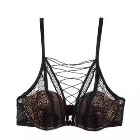 Audhol Lace Bralette Push Up Bra Black 32