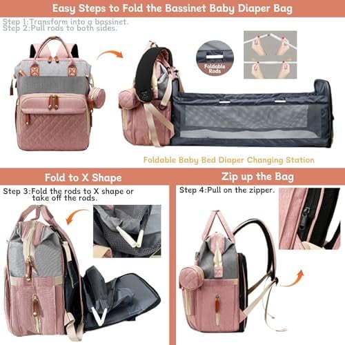 Diaper Bag with Changing Station, Waterproof 3 in 1 Diaper Backpack with Foldable Changing Pad, Baby Registry Search &Baby Shower Gifts - Newborn Essentials, Red-Green-Blue
