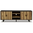thumbnail image 2 of 80 Inch Sideboard Cabinet Console, 4 Doors, 2 Shelves, Dual Tone Brown Wood, 2 of 5