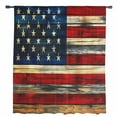 thumbnail image 2 of Retro American Flag Semi Sheer Curtains Drapes for Living Room, Bedroom, French Doors Window 84 Inches Long, Blue Red USA Flag Vintage Wood Rod Pocket Chiffon Curtain Drapery Voile Draperies Panel, 2 of 6