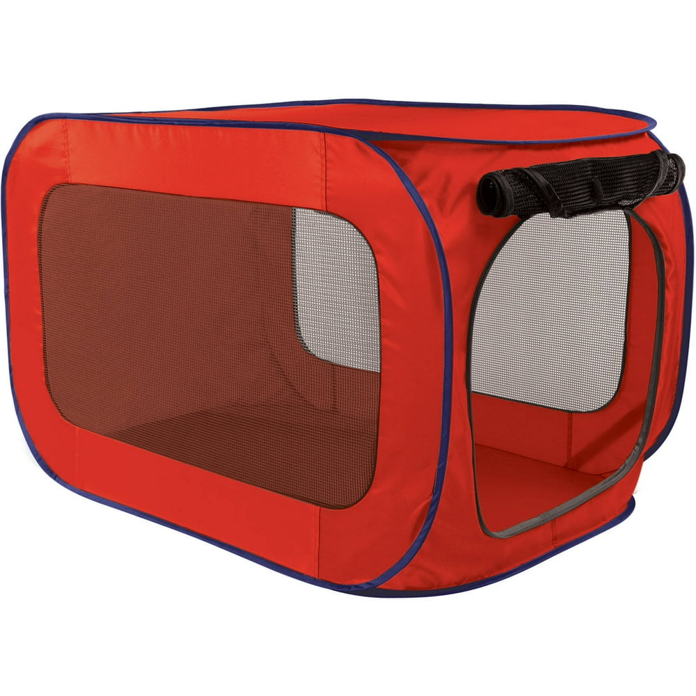 SportPet PopOpen Travel Dog Kennel, XLarge, Color May Vary (Red/Gray