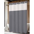 thumbnail image 2 of No Hook Shower Curtain with Snap-in Liner, Grey Pure Color Waterproof Fabric Bathroom Curtains, Aesthetics Contemporary Luxury Bath Curtains & Mesh Top Window Stall 48"x72", 2 of 9