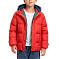thumbnail image 6 of Fesfesfes Boys Detachable Hood Puffer Jacket Full Zip Winter Coat, Solid Color Warm Outdoor Outerwear for Kids School Daily Wear Ages 3-12 Years, 6 of 7