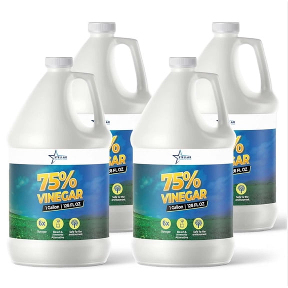 75% Vinegar | Stellar Chemical Corp | Pure Super Concentrated Vinegar | Dilutes to 15 Gallons | 15x Power Vinegar | 4 Gallons