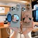 thumbnail image 2 of Funda de teléfono con soporte de espejo de perro de dibujos animados en 3D para apple iphone 13 Pro max 12 11 XR X XS Max 5 6 7plus 8 Plus con funda de cordón Fivean unisex, 2 of 2