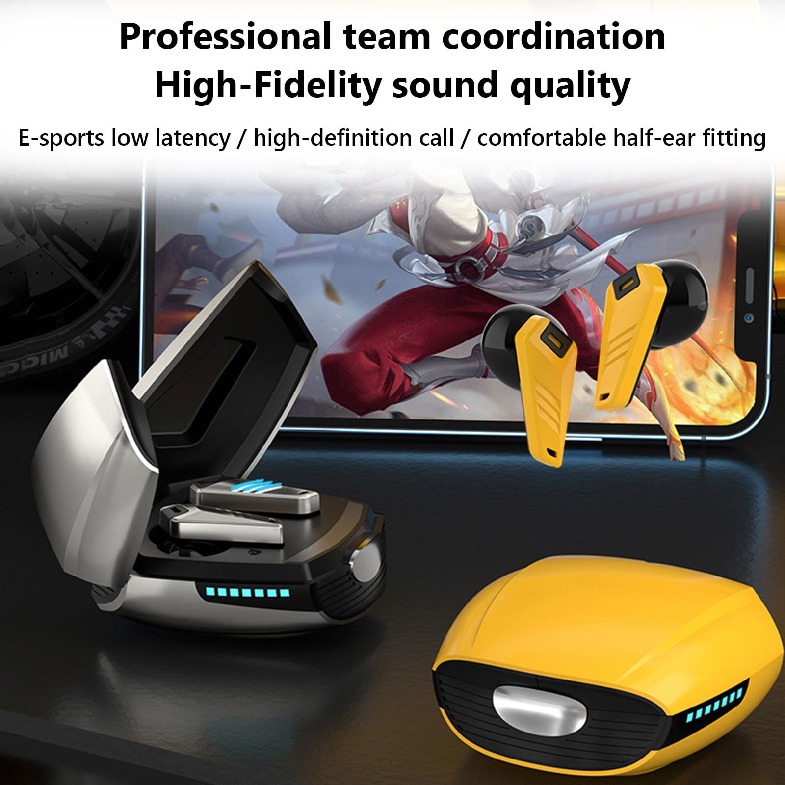 COM1950s Low Latency Bluetooth Headset,Wireless Gaming Headphones with Microphone,Ipx6 Waterproof Sport Earphones for Pc,Hifi Stereo Sound,260 Hours Standby,Bt 5.3,3-Mode Decoding