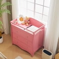 thumbnail image 4 of Zimtown Wood Changing Table with Drawers,Baby Dresser, Infant Diaper Station Nursery Organizer, Pink, 4 of 12
