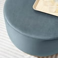 thumbnail image 7 of Ottoman Accent Chair, Blue, Velvet, French Living Lounge Cafe Lobby Hospitality Restaurant, Modern Contemporary Boutique HB36597, 7 of 7